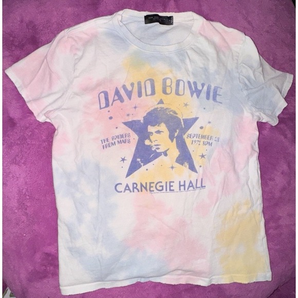 Junk Food Clothing Tops - Junk Food Clothing White Tie-Dye David Bowie Carnegie Hall Tee